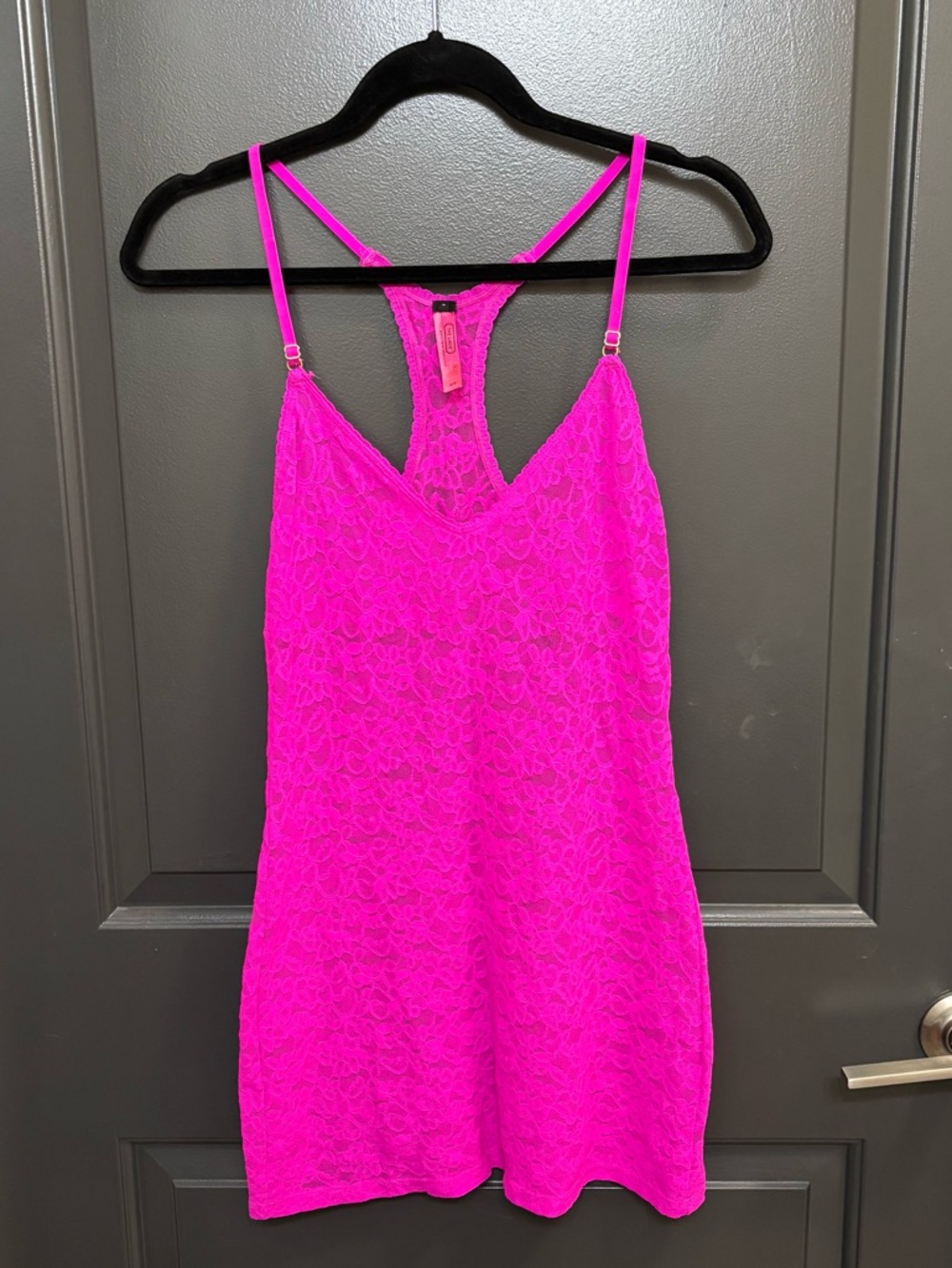 Victoria's Secret Hot Pink Lace Chemise Slip